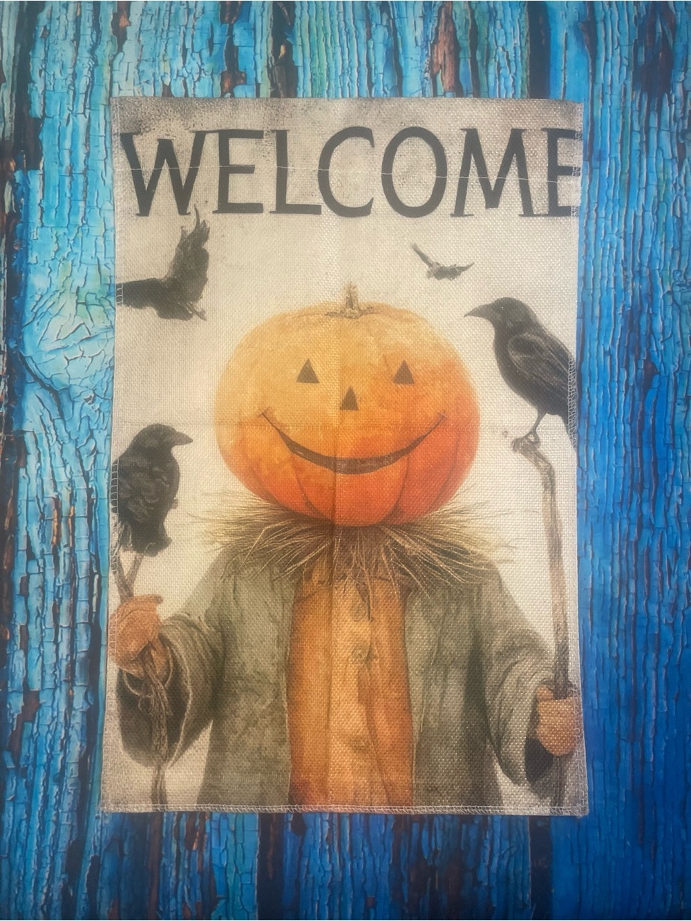 Welcome Pumpkin Scarecrow Garden Flag